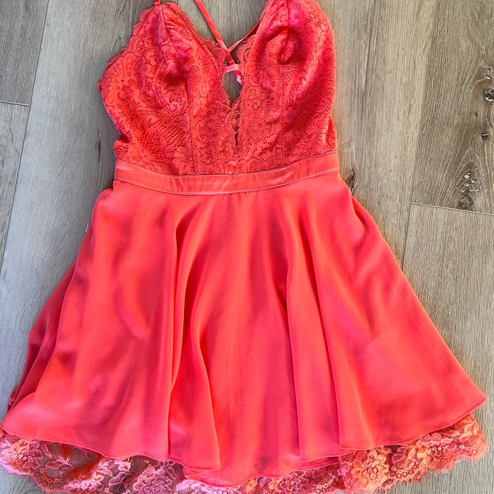 Coral Lace Bebe dress